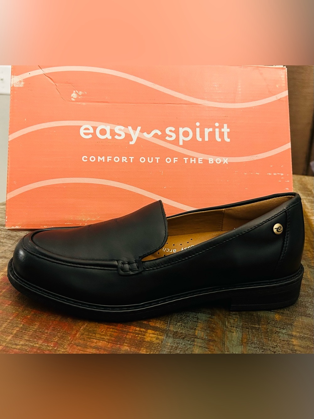 Easy Spirit Jaylin Black Leather Slip-On E-Flex Loafers Timeless, Comfort Size 8 - Picture 5 of 10